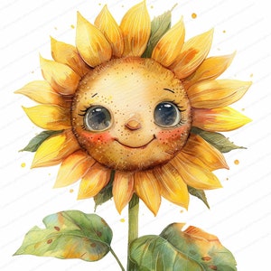 12 cliparts tournesol mignon | Adorable lot de cliparts tournesol | JPG de haute qualité | Téléchargement numérique | Créations artisanales en papier | journaux indésirables