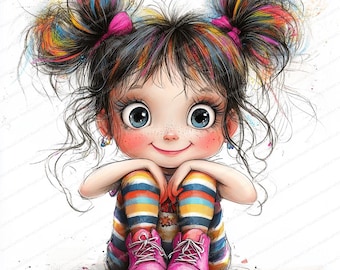 18 Quirky Girl Clipart | Whimsical Ephemera Designs | Watercolor JPGs | Instant Download | Fantasy Junk Journals & Paper Crafting