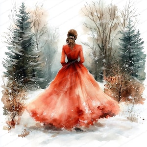 20 clipart winterbosprinses | Betoverde koninklijke sneeuwscène | Afdrukbare aquarel clipart | Hoge kwaliteit JPG's | Papierkunst | dagboek