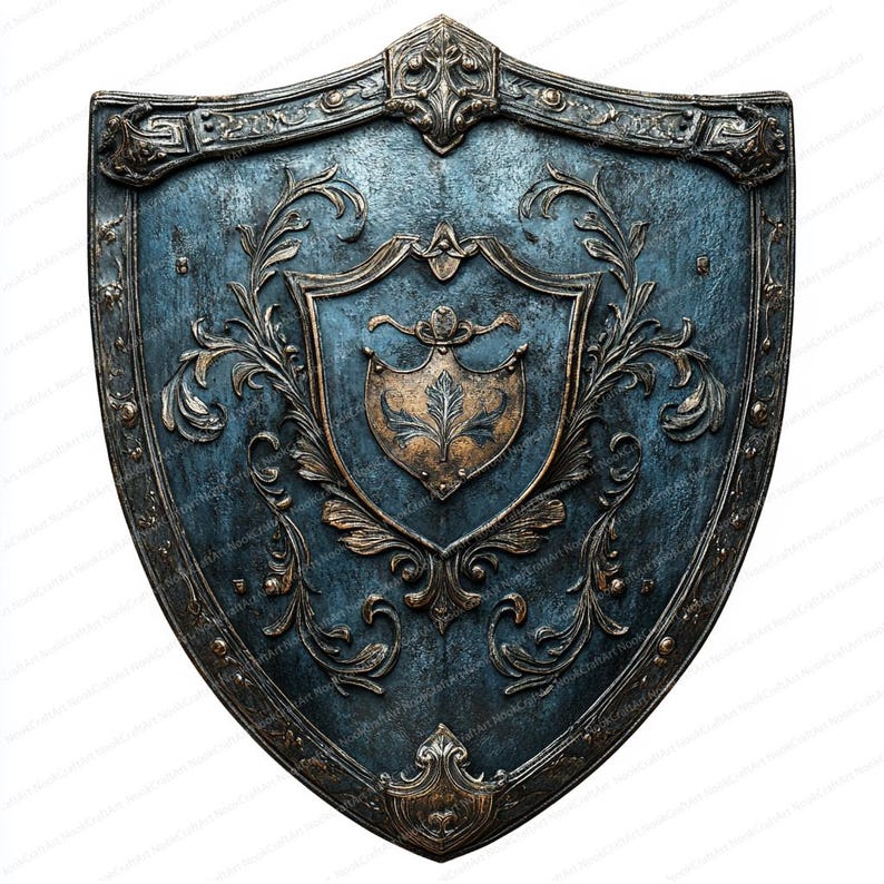 20 Knight Shield Clipart Design | Medieval Heraldic Vector Art | Printable Watercolor clipart | High Quality JPGs | Paper craft | journal image 1
