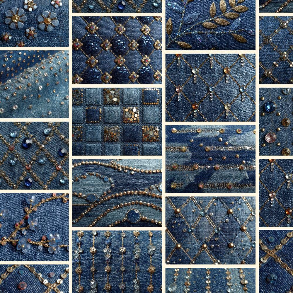 Sparkling Denim Junk Journal Kit | Vintage Blue Jeans Collage Sheets ...