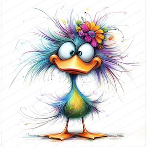 ausgefranste Ente Clipart | 14 hochauflösende Aquarell JPGs | Druckbare Aquarell Clipart | Digitaler Download | Papiermodell | Junk Journal
