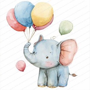 8 Cute Elephant Clipart | Baby Elephant With Festive Balloons | High ...