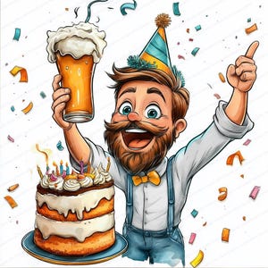 15 schrullig Geburtstag Clipart | Geburtstag Mann Designs | Hochwertige JPG-Dateien | Digitaler Download | Drucke mit kommerzieller Lizenz