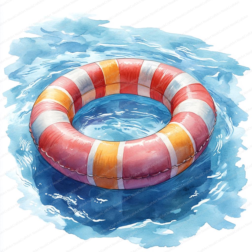 16 Inflatable Pool Ring Clipart | Striped Pool Float Illustration ...