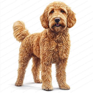 Goldendoodle Clipart / 20 JPG di alta qualità / Arte del pianificatore digitale / Goldendoodle acquerello / Diari spazzatura / Download digitale
