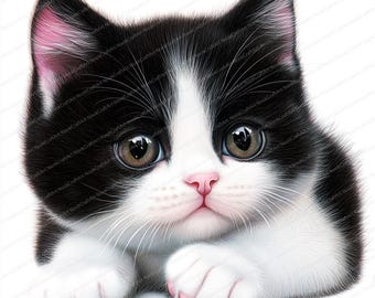 20 Black and White Cat Clipart Whimsical Ephemera Designs