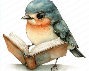 18 鳥の読書本のクリップアート | 気まぐれな勉強風景のイラスト