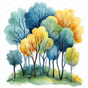 18 Abstract Forest Clipart Pack | Enchanted Woodland Illustrations | Printable Watercolor clipart | High Quality JPGs | Paper craft