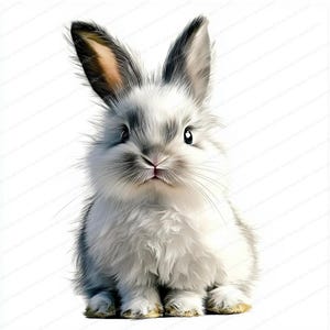 14 JPGs Fluffy Bunny Clipart | Niedliches Kaninchen Clipart | Druckbare Aquarell Clipart | Hochwertige JPGs | Digitaler Download | Papierhandwerk