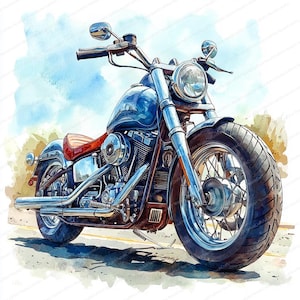 18 klassisches Chopper-Clipart-Set | Vintage Motorrad-Grafik | Druckbare Aquarell Clipart | Hochwertige JPGs | Papiermodell | Junk Journal