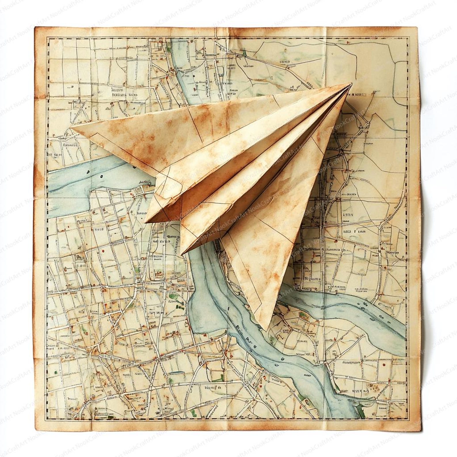 22 Paper Airplane Map Clipart | Travel-themed Digital Art | Printable ...