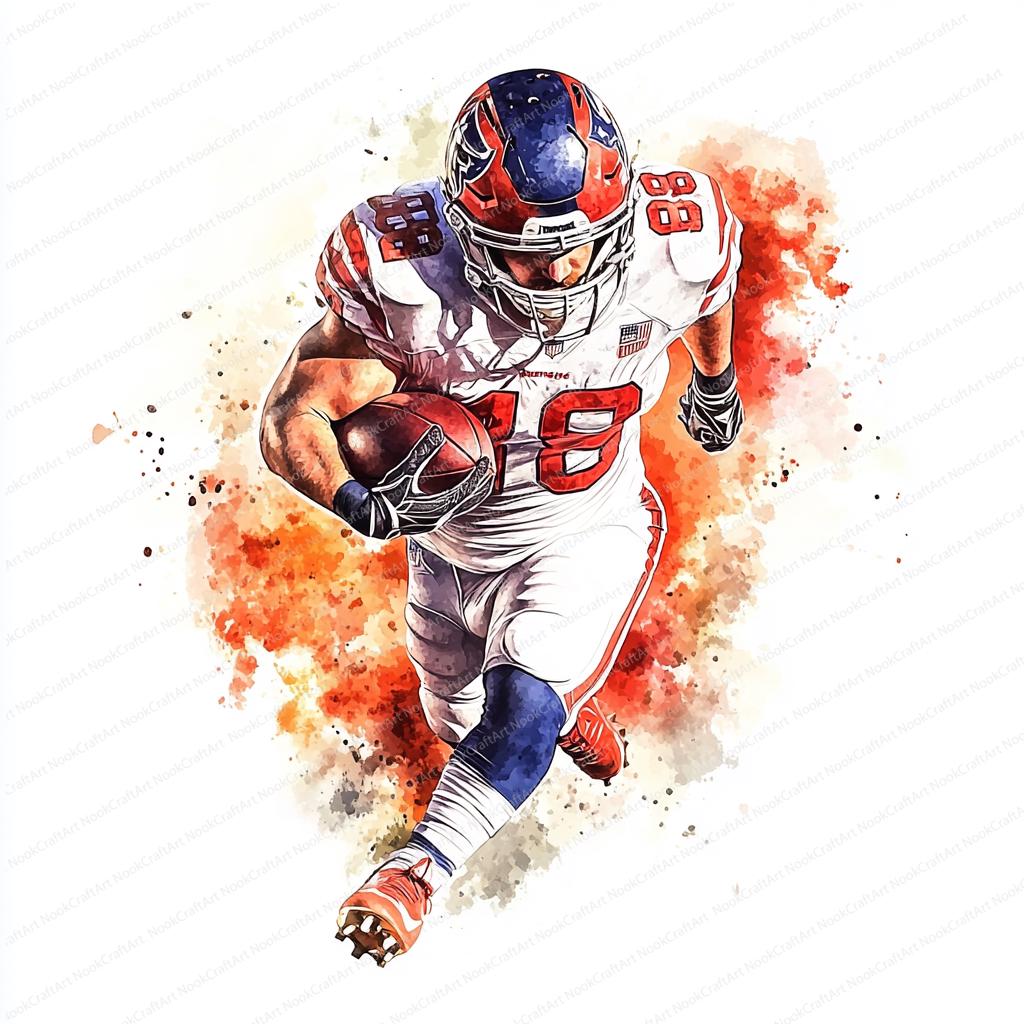 Artery8 Stampa Su Tela Football Americano - Quarterback, Pittura A Olio Splatter, 61x61 Cm, Quadro Moderno Per Parete