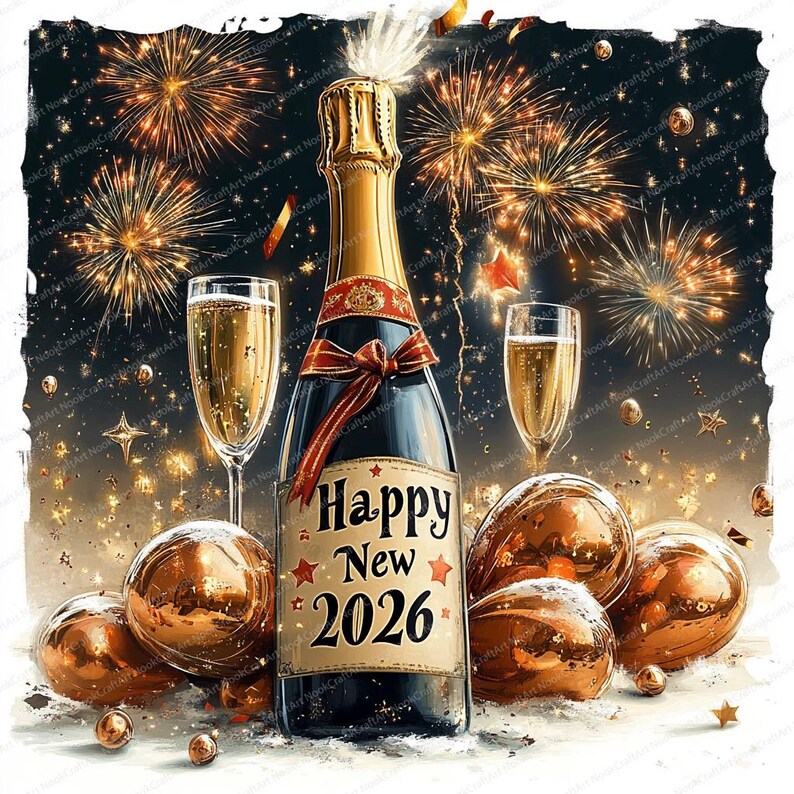 19 Champagne Bottle Clipart | New Year Celebration Graphics | Printable ...
