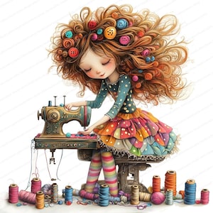 14 diseños extravagantes de imágenes prediseñadas de costura / Imágenes prediseñadas de acuarela imprimibles / JPG de alta calidad / Descarga digital / Manualidades de papel / Diario basura