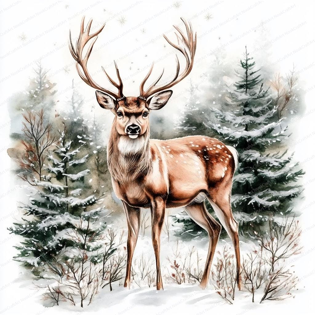 20 Christmas Deer Clipart Bundle | Reindeer Clipart | High Quality Jpgs ...