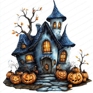20 Witch House Halloween Clipart | Spooky Haunted House Art | Halloween Decor & Craft Supplies | High-Quality Clipart | Digital Download
