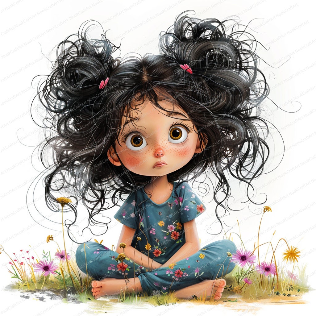 14 Imágenes prediseñadas de chicas divertidas / Chica peculiar / Imágenes prediseñadas de acuarela imprimibles / JPG de alta calidad / Descarga digital / Artesanía de papel / diarios basura