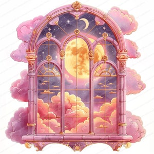 12 Celestial Windows Clipart | Watercolor Windows | Printable Watercolor clipart | High Quality JPG | Digital download, Paper craft, journal