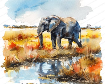 12 Elephant Cliparts | Safari Animal | Watercolor Elephant | High Quality JPGs | Digital download | Paper craft | journaling