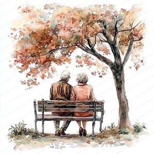 14 älteres Paar Clipart | Älteres Paar Clipart | Druckbare Aquarell Clipart | Hochwertige JPGs | Digitaler Download | Papierhandwerk