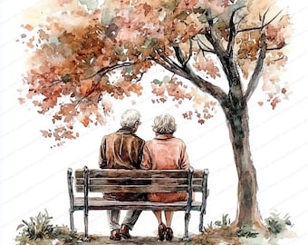 14 Elderly Couple Clipart | Elderly Couple Clipart | Printable Watercolor clipart | High Quality JPGs | Digital download | Paper craft