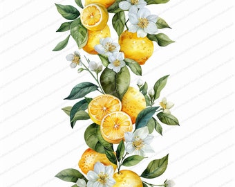 12 Lemon Garland Clipart | Lemon Wreath | Printable Watercolor clipart | High Quality JPGs | Digital download | Paper craft | junk journals