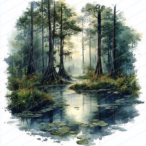 20 Clipart moerasboomwortels | Mystieke bosillustraties | Afdrukbare aquarel clipart | Hoge kwaliteit JPG's | Papierkunst | Junkjournaal