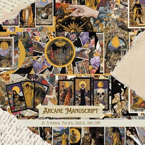 Arcane Manuscript Junk Journal Kit | Vintage Magic Book Collage Sheets | Occult Script Printable Scrapbook Paper | Mystic Ephemera Pages