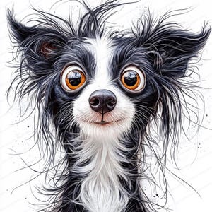 Frazzled Dog Clipart | 14 High Quality JPGs | Printable Watercolor clipart | Digital download | Paper craft, junk journal, Fantasy Whimsical