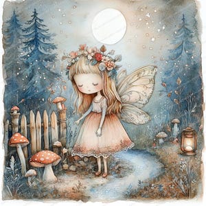 Whimsical Fairy Clipart | 14 High Res Watercolor JPGs | Printable Watercolor clipart | Digital download | Paper craft | junk journal