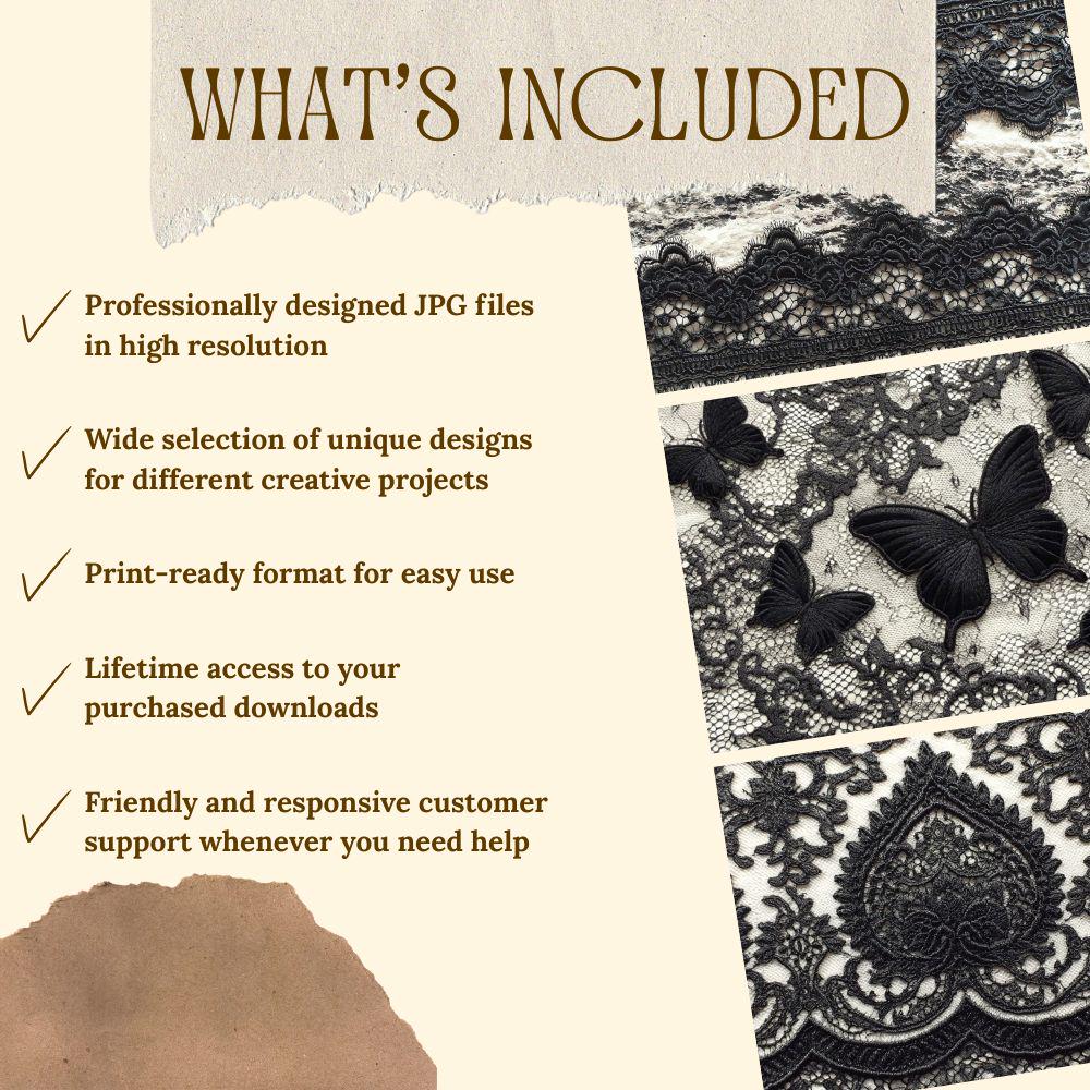 Gothic Veil Junk Journal Kit | Dark Lace Collage Sheets | Vintage Noir ...