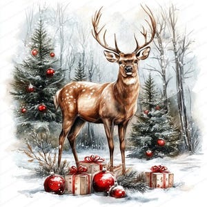 Lot de 20 cliparts de cerf de Noël | Clipart renne | JPG de haute qualité | Téléchargement numérique | Créations en papier | Journal indésirable