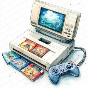 21 Unfolded Games Clipart / Raccolta di grafica per console di gioco / Clipart acquerello stampabile / JPG di alta qualità / Carta artigianale / diario