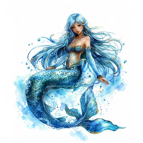 【マーメイド】シーグラスアート　イラスト　水彩画　原画 マーメイド】シーグラスアート 水彩画 原画 置物 【マーメイド