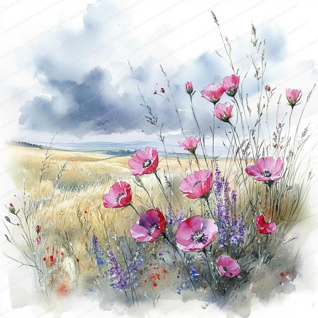 Wild Floral Clipart Watercolor Flowers | 20 High Quality Jpgs | Spring ...