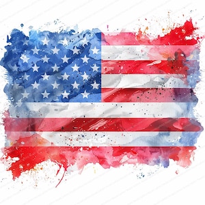 16 JPGs, USA Flag Clipart | Watercolor American Flag Art | Printable Watercolor clipart | Digital download | Paper craft | junk journal