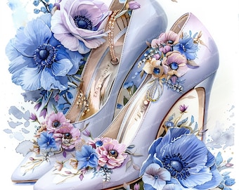 20 Floral Prom Shoes Clipart | High heels Clipart | Digital Clipart | Watercolor clipart | Printable clipart | Paper craft