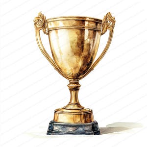 18 Clipart di trofei d'oro / Clip art di coppe di premi / Clipart di acquerelli stampabili / JPG di alta qualità / Download digitale / Carta artigianale
