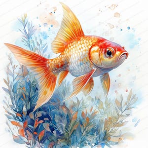 20 種類の水族館の魚のクリップアート | 水中の装飾イラスト | 印刷可能な水彩画のクリップアート | 高品質の JPG | ペーパークラフト | ジャーナル