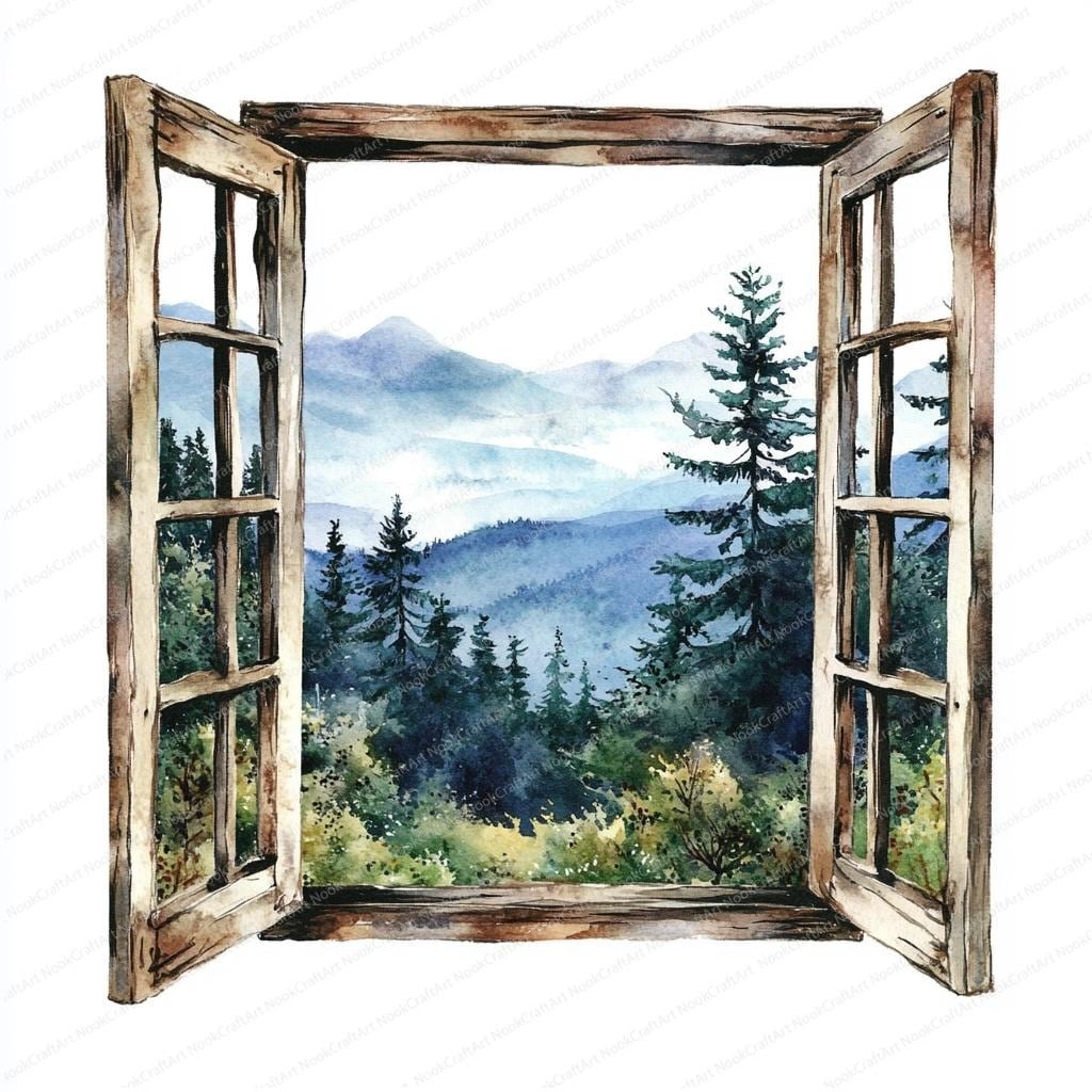 20 Window Forest View Clipart | Scenic Window Overlooking Forest ...