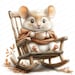 16 Cozy Mouse Clipart | Relaxing Rocking Chair Illustration| Printable ...