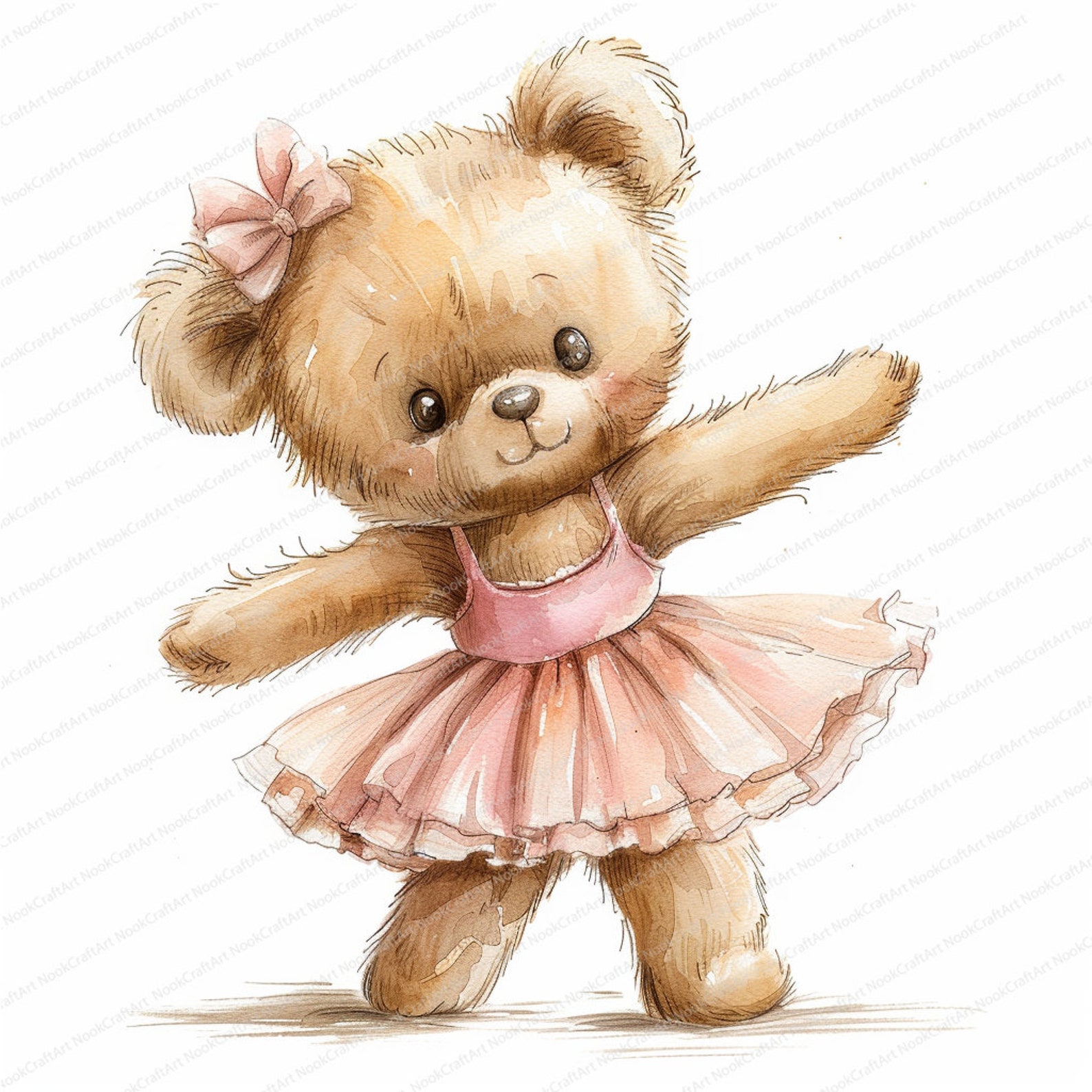 12 Ballerina Bear Clipart | Watercolor Ballerina Clipart | Printable ...