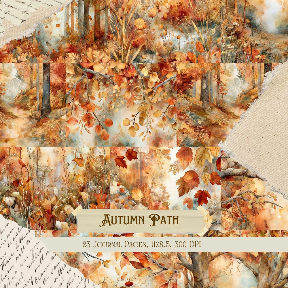 Autumn Path Junk Journal Kit | Vintage Forest Trail Collage Sheets ...
