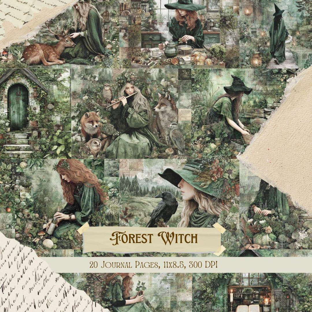 Forest Witch Junk Journal Kit | Vintage Woodland Magic Collage Sheets ...