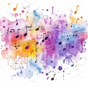 Splatter Musical Notes 20 Watercolor Music Notes Clipart | Music Wall Art & Notes | High ...