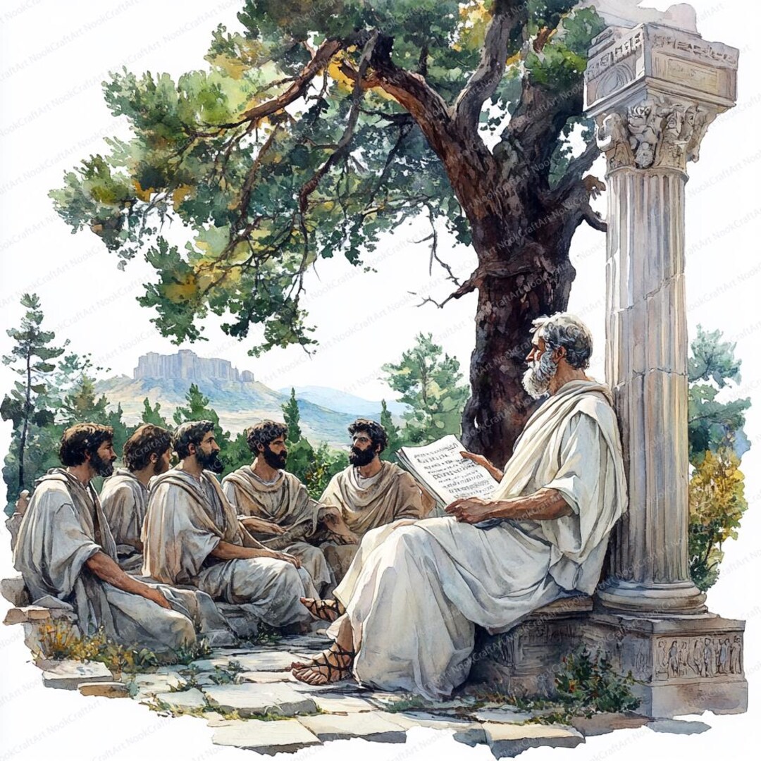 17 Philosopher Under Tree Clipart | Plato Inspired Digital Illustration ...