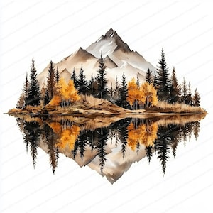18 cliparts aquarelle de montagnes d'automne | Clipart forêt | JPG de haute qualité | Téléchargement numérique | Créations en papier | Journal indésirable