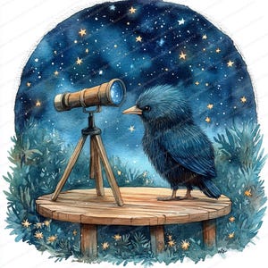 19 Clipart de télescope oiseau kiwi | Conception lunatique d'astronomie aviaire | Clipart aquarelle imprimable | JPG de haute qualité | Créations artisanales en papier | revue