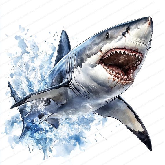 16 個のホオジロザメのクリップアート | 怒っているサメのクリップ